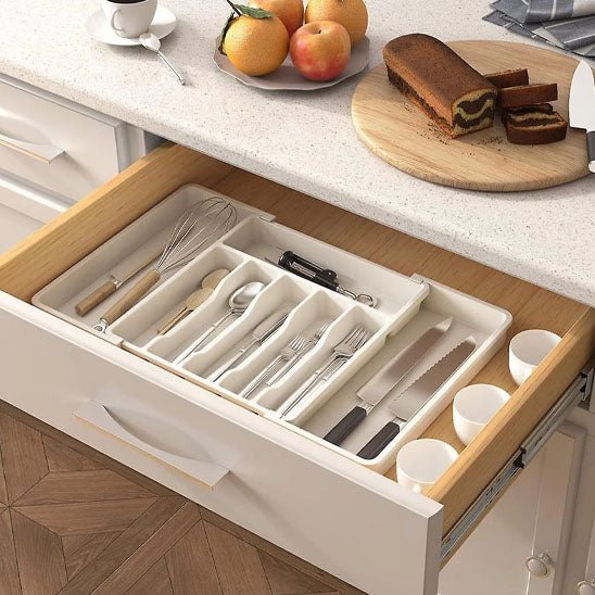 angle tiroir range couvert gris