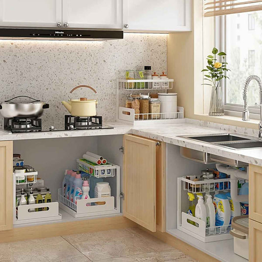 deux facon utiliser rangement sous evier coulissant dans cuisine