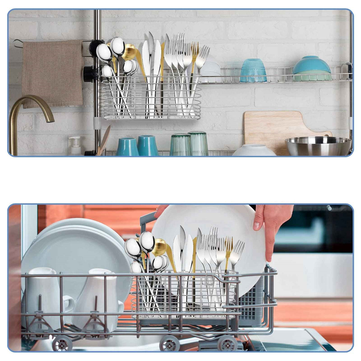 deux range couvert argent dans cuisine