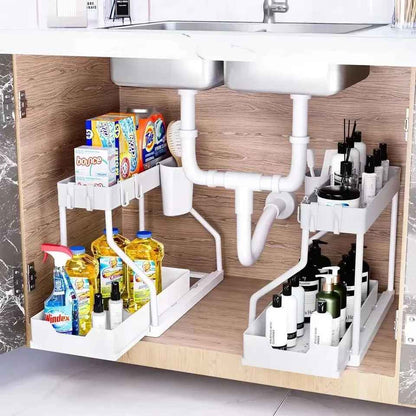 deux rangement sous evier blanc
