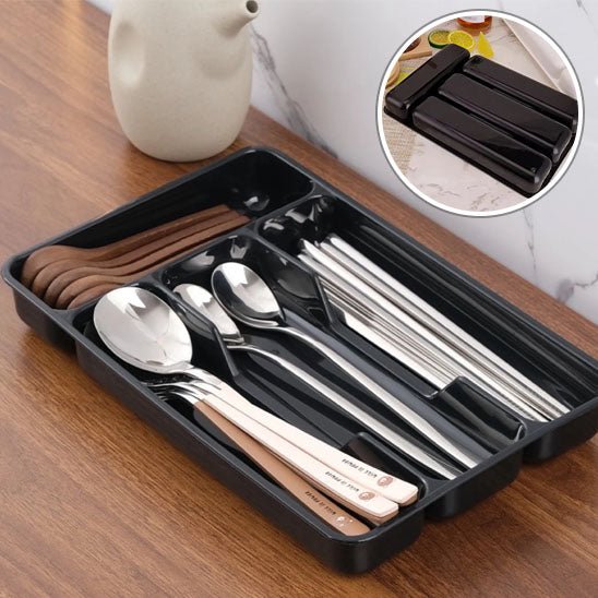 grand range couvert plastique noir