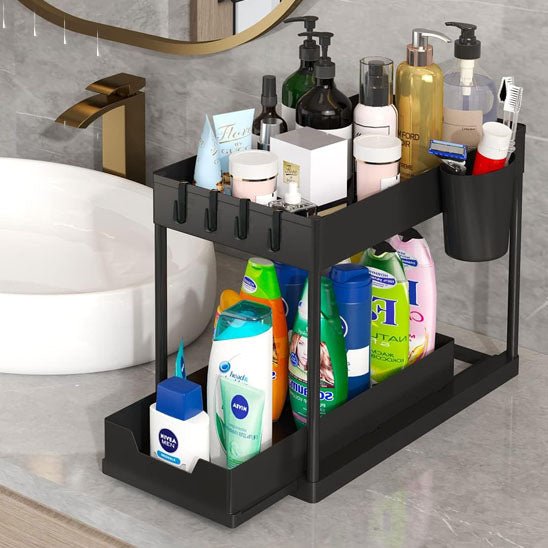 meuble sous evier sur comptoir salle de bain produits