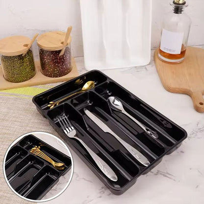petit range couvert plastique noir