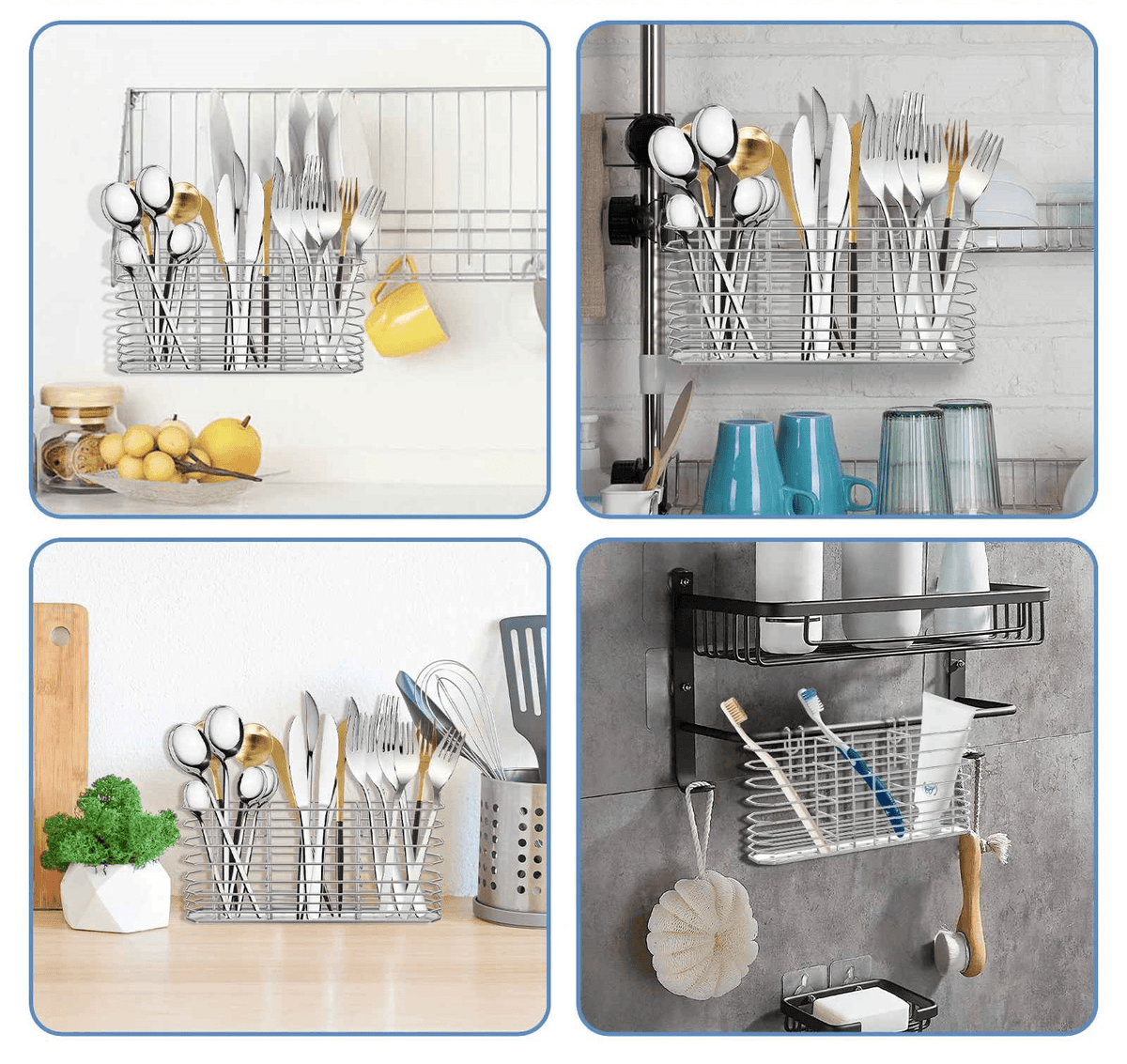 quatre vues utilisation range couvert argent