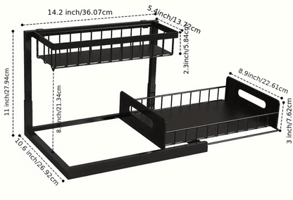 range sous evier noir mesures