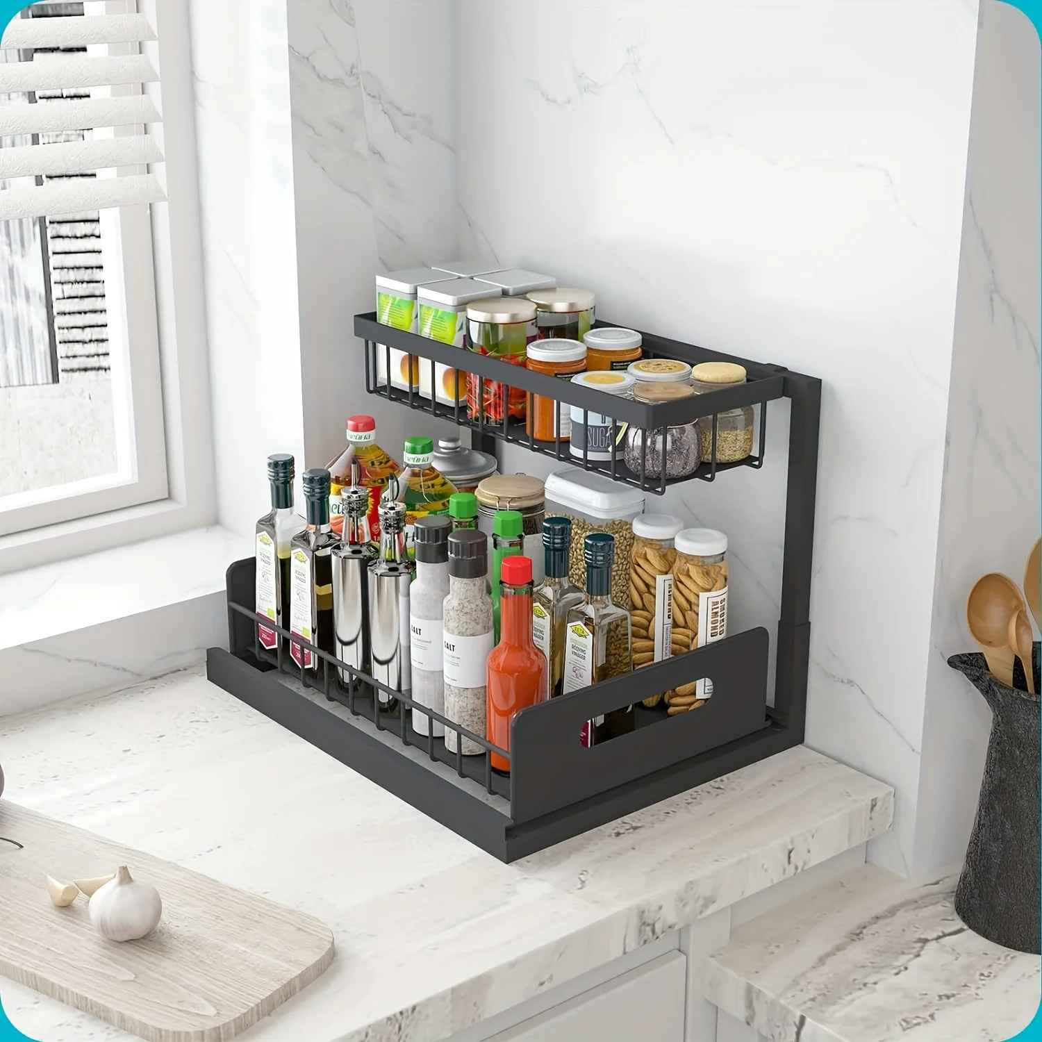 range sous evier sur comptoir fenetre