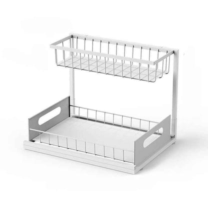 rangement sous evier coulissant blanc
