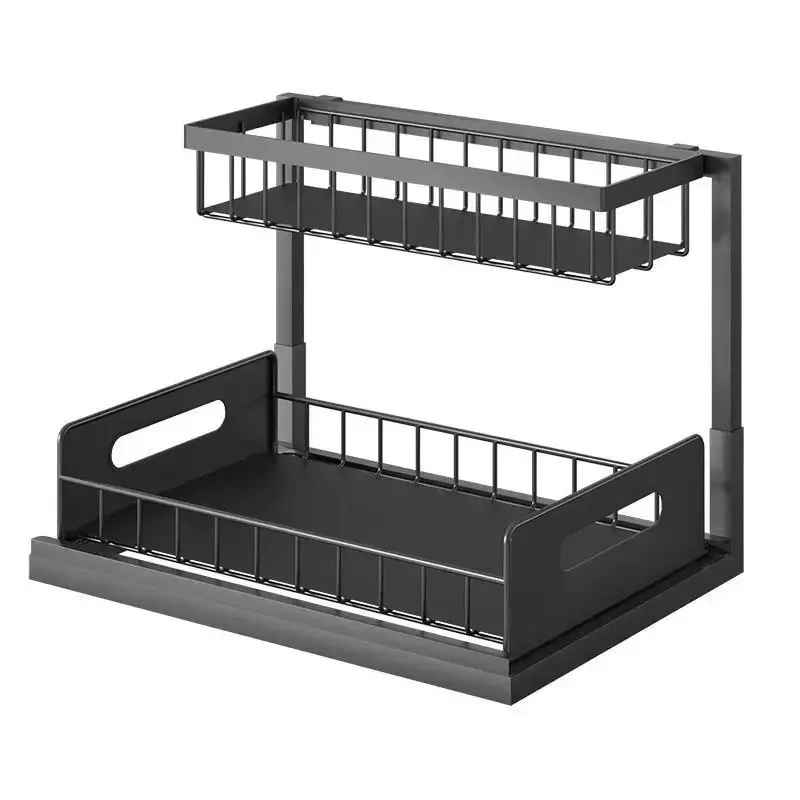 rangement sous evier coulissant noir