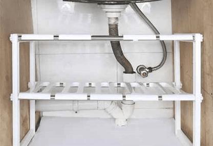 vue meuble sous evier tuyauterie